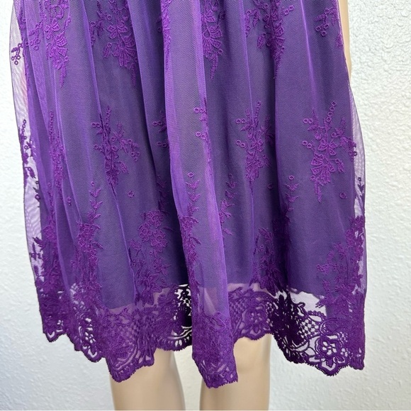 Kensie purple Dress Lace Overlay Fit & Flare Party Whimsigoth Fairy Goth sheer L - Picture 8 of 16
